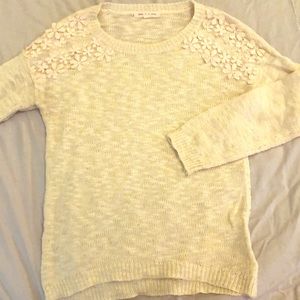 Cream Sweater - Embroidered Floral Design